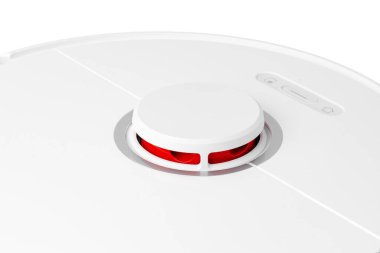 Beyaz robotik elektrik süpürgesini kapat