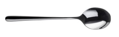 Plastik siyah kaşık beyaz arka planda izole edilmiş.