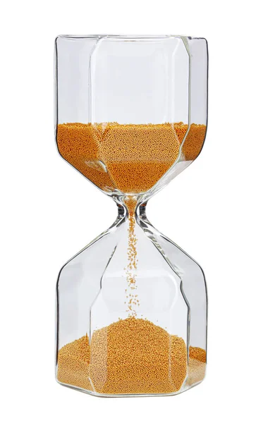 Reloj de arena dorada aislado sobre fondo blanco —  Fotos de Stock