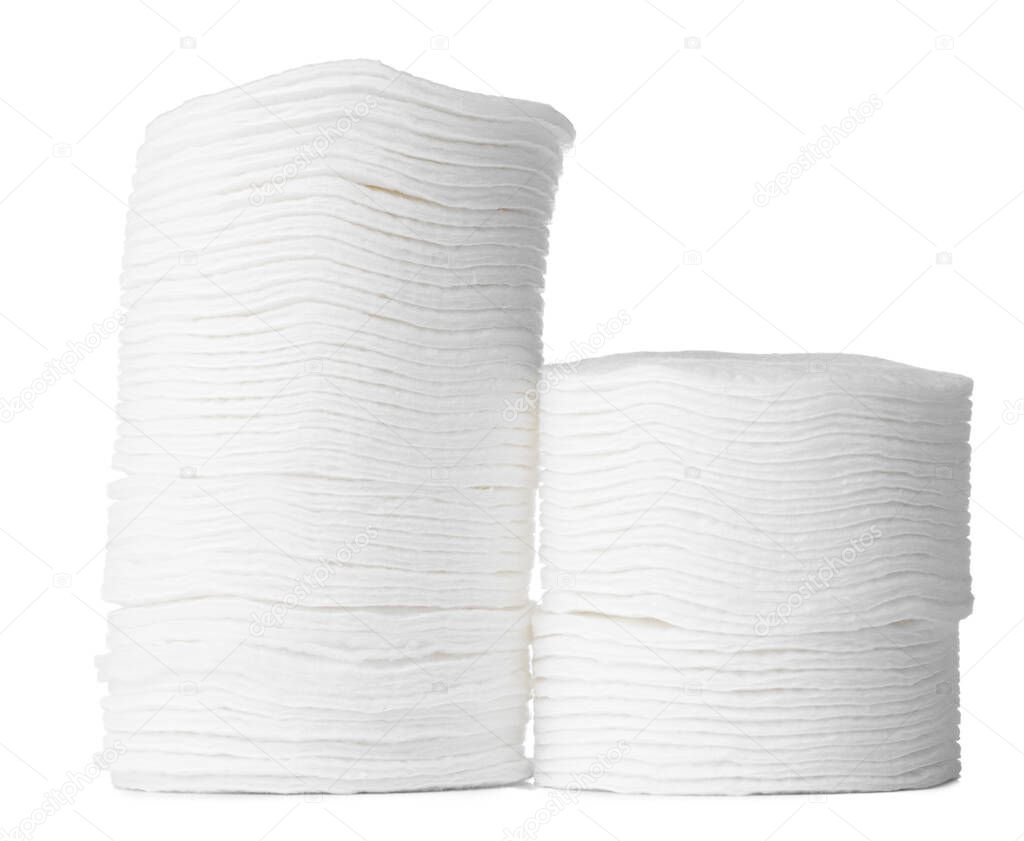 Cotton pads for skin isolated on white background