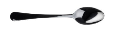 Plastik siyah kaşık beyaz arka planda izole edilmiş.