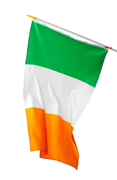 Bandera nacional de Irlanda aislada sobre fondo blanco —  Fotos de Stock