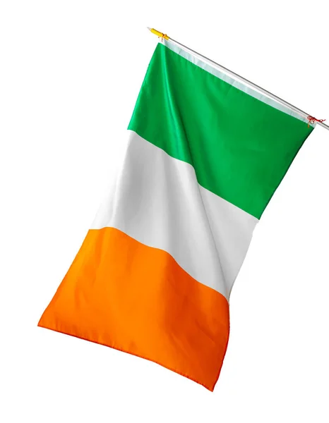 Bandera nacional de Irlanda aislada sobre fondo blanco —  Fotos de Stock