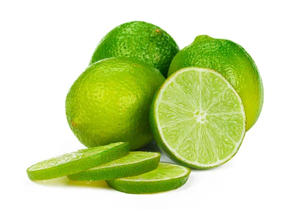 Chopped lime fruit isolated on white background — Stock Photo, Image