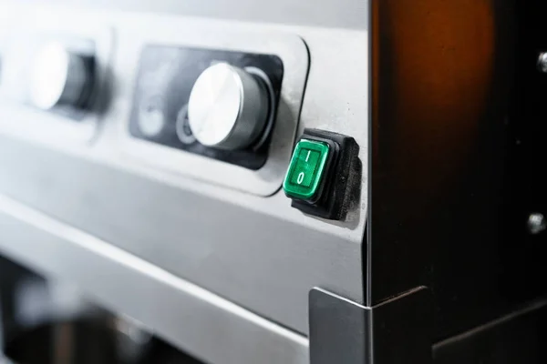 Commercial kitchen appliance temperature controls close up — Stock Photo, Image