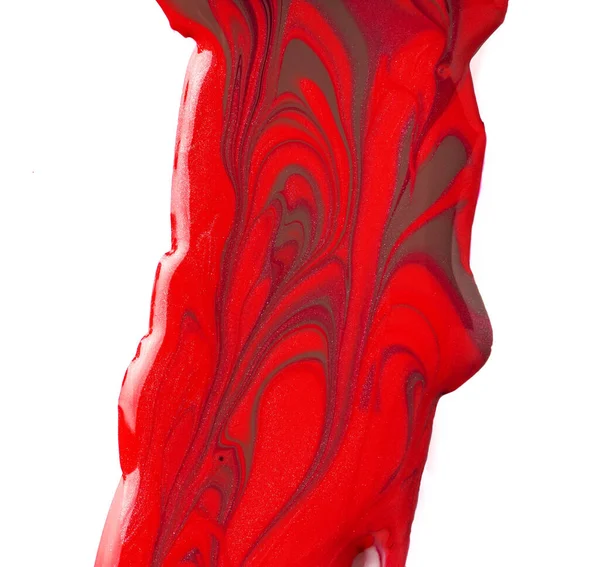 Manchas rojas de esmalte de uñas aisladas sobre fondo blanco — Foto de Stock