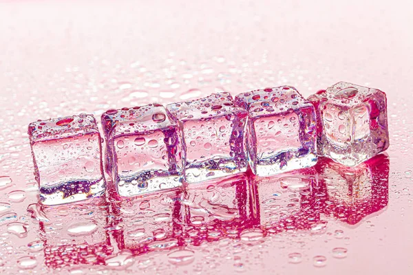Fozen isbitar på våt rosa bakgrund — Stockfoto