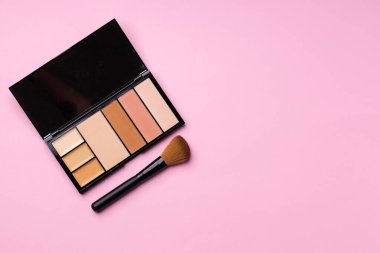 Pembe arka planda fırçayla palet yap