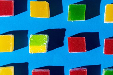 Kare şekilli Türk Lokum tatlıları yakın plan