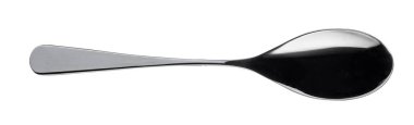 Plastik siyah kaşık beyaz arka planda izole edilmiş.