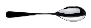 Plastik siyah kaşık beyaz arka planda izole edilmiş.
