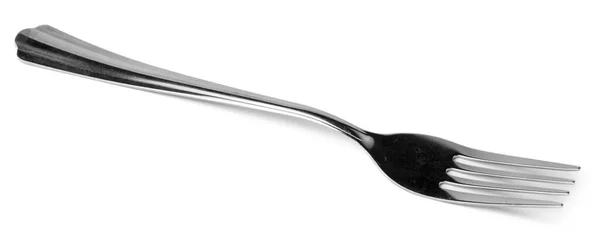 Tenedor comedor plateado aislado sobre fondo blanco —  Fotos de Stock