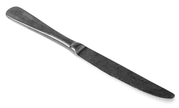 Srebrny nóż jadalny izolowany na białym tle — Zdjęcie stockowe
