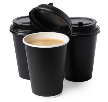 Beyaz arka planda izole edilmiş kağıt kahve fincanları