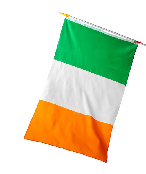 Bandera nacional de Irlanda aislada sobre fondo blanco —  Fotos de Stock