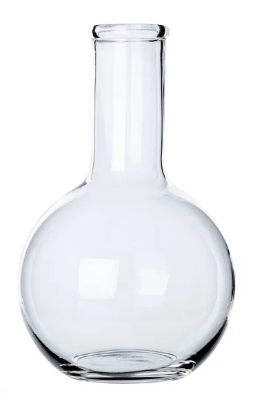 Wyroby laboratoryjne szklane do cieczy na białym tle — Zdjęcie stockowe