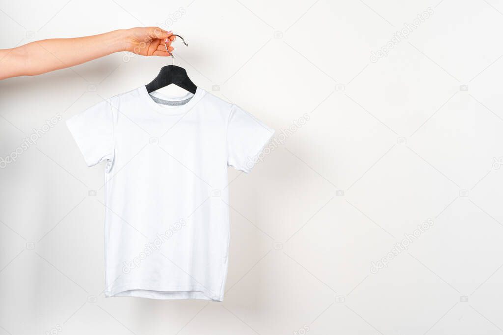 Close up of a white color t-shirt