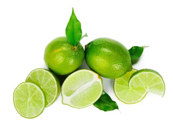 Chopped lime fruit isolated on white background — Stock Photo, Image