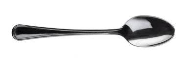 Plastik siyah kaşık beyaz arka planda izole edilmiş.