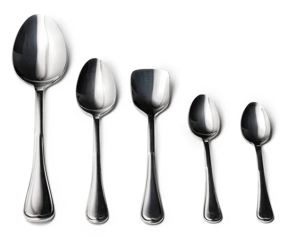 Set of silver cutlery on a white background — Stock Photo, Image