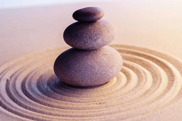 Stones on sand, japanese meditation zen garden — Stock Photo, Image