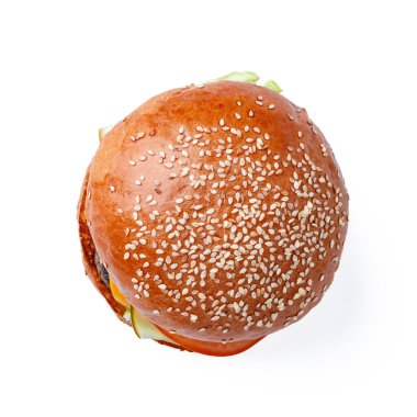 Pişmiş burger beyaz arkaplan görünümünde izole