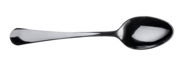 Plastik siyah kaşık beyaz arka planda izole edilmiş.