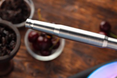 Taze kirazlı Shisha parçaları. Yakın plan.