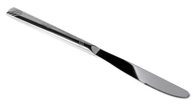 Beyaz arka planda izole gümüş yemek bıçağı