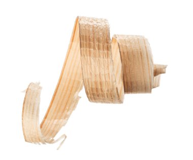 Beyaz arka planda izole edilmiş kıvırcık ahşap