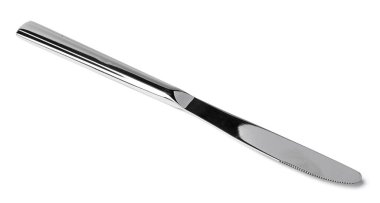 Beyaz arka planda izole gümüş yemek bıçağı