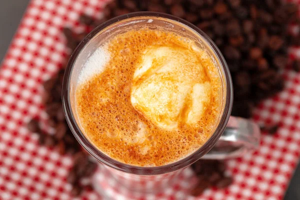 Affogato coffee with ice cream served in glass