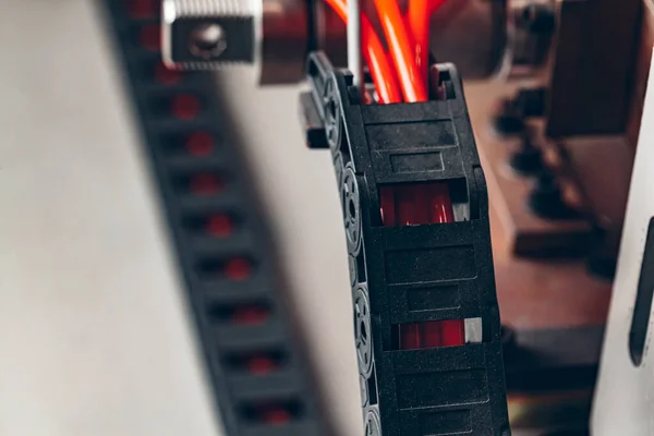 Close up of production equipment in cable plant