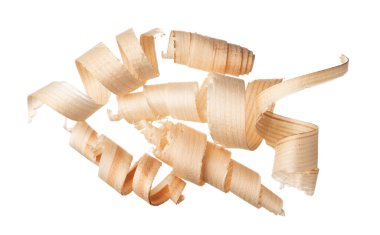 Beyaz zemin üzerinde izole ahşap bukleleri