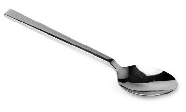 Gümüş kaşık beyaz arkaplanda izole edilmiş. Yakın plan.