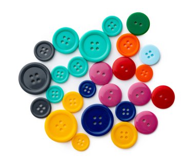 Beyaz arkaplanda izole edilmiş büyük plastik kıyafet düğmesi