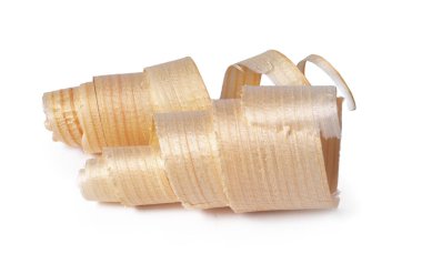 Beyaz zemin üzerinde izole ahşap talaşı