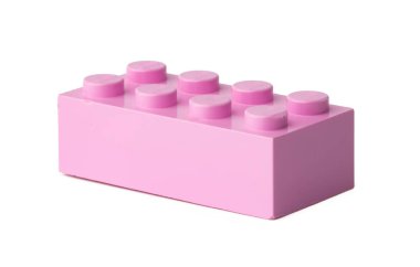 Renkli plastik oyuncak yapı bloğu beyaza izole edildi