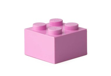 Renkli plastik oyuncak yapı bloğu beyaza izole edildi