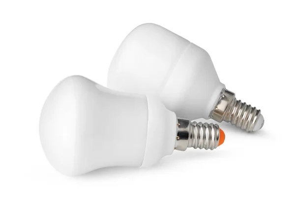 Dos bombillas aisladas sobre fondo blanco — Foto de Stock