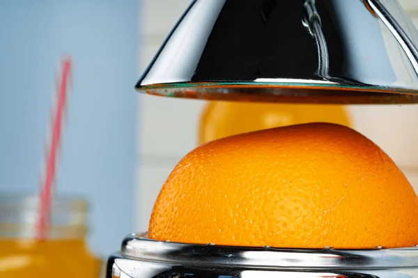 Metal hand orange juice squeezer close up — Stock Photo, Image