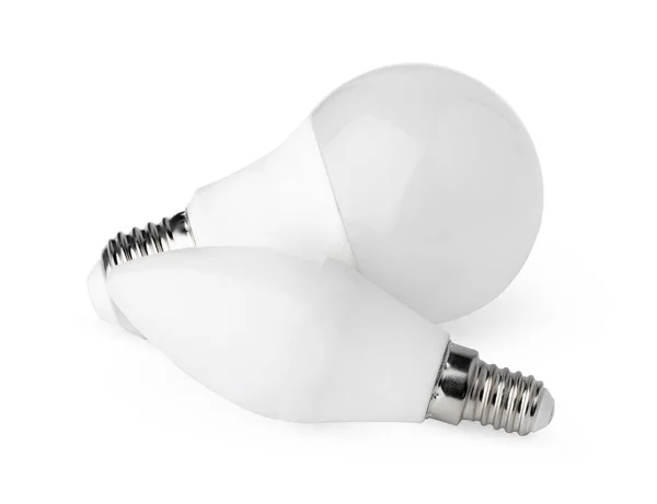 Duas lâmpadas isoladas no fundo branco — Fotografia de Stock