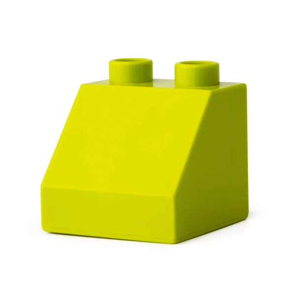 Green plastic building block isolated on white — Stock Photo, Image