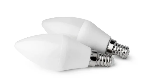 Duas lâmpadas isoladas no fundo branco — Fotografia de Stock