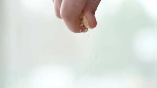 Close-up van vrouwelijke hand breken shortbread koekje — Stockvideo
