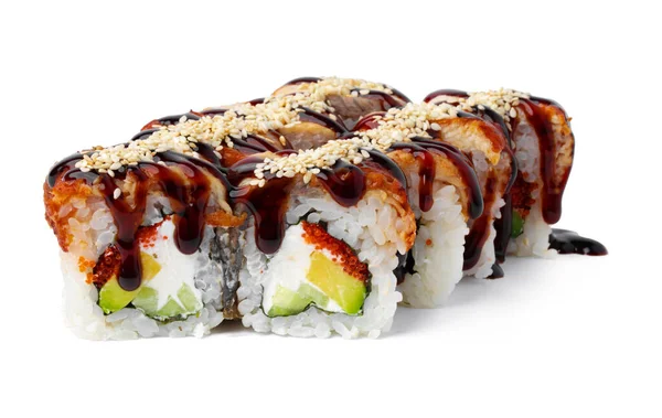 Cocina japonesa Sushi Roll sobre un fondo blanco — Foto de Stock