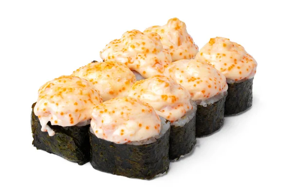 Gotowane sushi rolki izolowane na białym tle — Zdjęcie stockowe