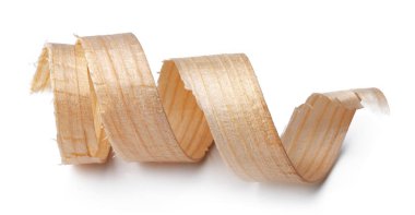 Beyaz zemin üzerinde izole ahşap talaşı