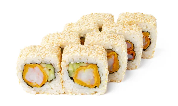 Japanische Sushi-Rolle auf weißem Hintergrund — Stockfoto