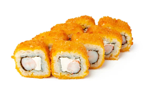 Rotolo di sushi cotto isolato su sfondo bianco — Foto Stock